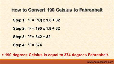 As a general rule, you can convert Celsius <strong>to Fahrenheit</strong> by following this formula: (°C × 9) /5 + 32. . 190c to fahrenheit